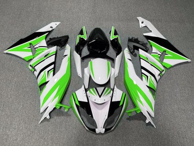 2009-2012 Green White and Black Zag Kawasaki ZX6R Motorcycle Fairing UK