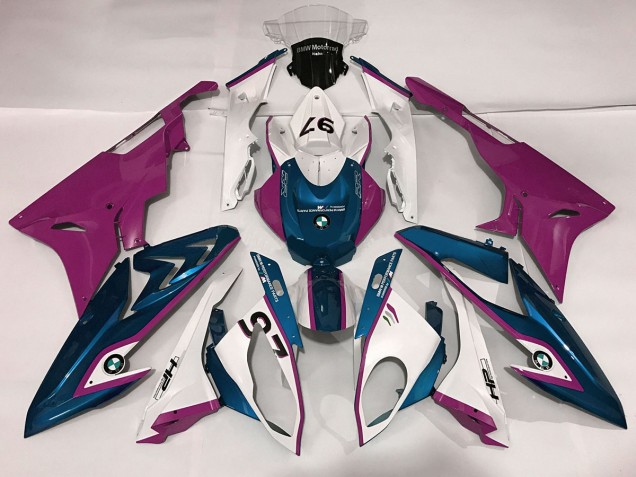 2009-2018 Gloss White & Pink and Blue BMW S1000RR Motorcycle Fairing UK 2009-2018 Gloss White & Pink and Blue BMW S1000RR Motorcycle Fairing UK