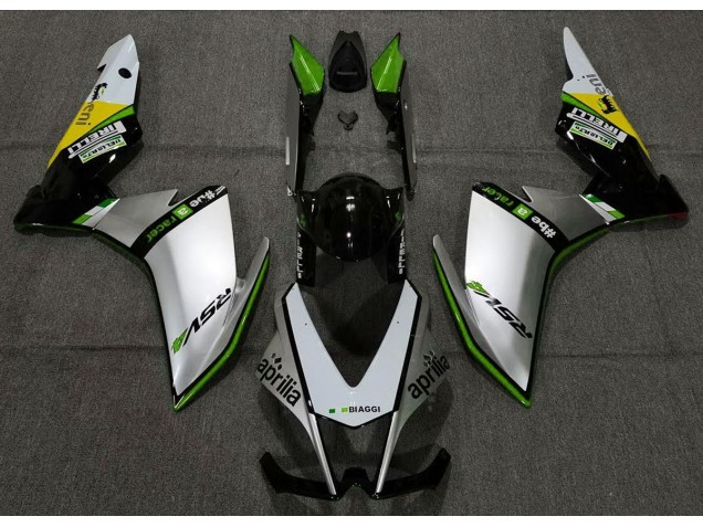 2010-2015 Silver Pirelli & Green Aprilia RSV4 1000 Motorcycle Fairing UK 2010-2015 Silver Pirelli & Green Aprilia RSV4 1000 Motorcycle Fairing UK