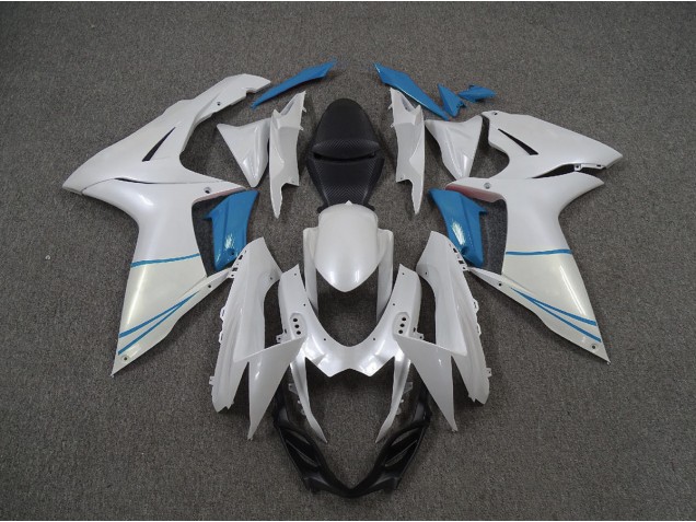 2011-2020 Pearl White and Light Blue Suzuki GSXR 600-750 Motorcycle Fairing UK 2011-2020 Pearl White and Light Blue Suzuki GSXR 600-750 Motorcycle Fairing UK