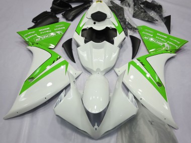 2013-2014 Gloss White and Green Yamaha R1 Motorcycle Fairing UK