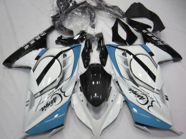 2013-2018 Gloss White & Light Blue Kawasaki Ninja 300 Motorcycle Fairing UK