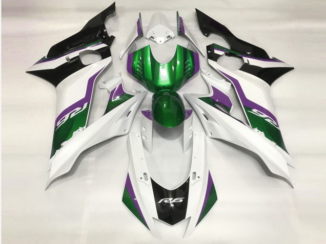 2017-2019 Green and Gloss White Yamaha R6 Motorcycle Fairing UK 2017-2019 Green and Gloss White Yamaha R6 Motorcycle Fairing UK