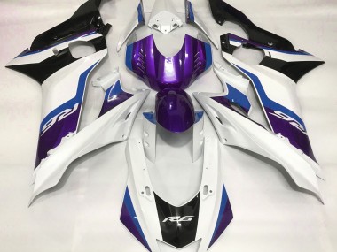 2017-2019 Purple and Gloss White Yamaha R6 Motorcycle Fairing UK